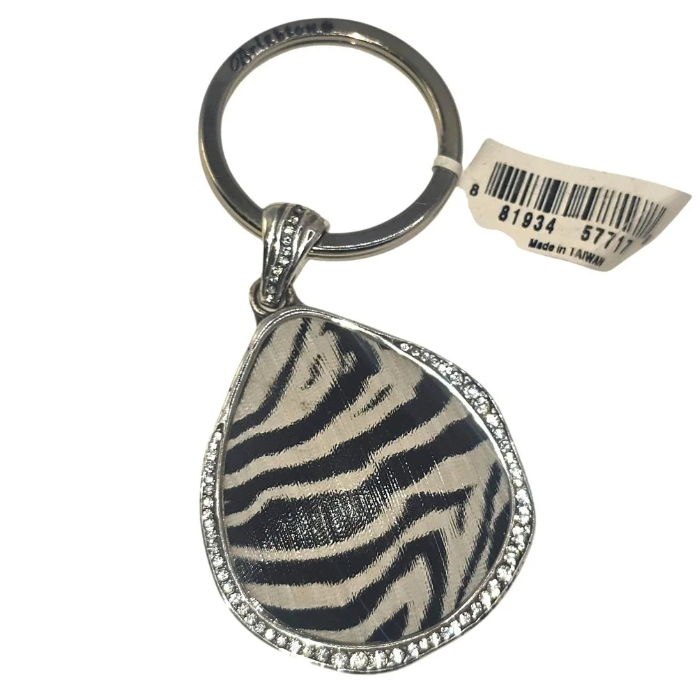 Brighton Trinity Zebra Key Fob Swarovski Crystal Resin Pendant E14680 OS Silver